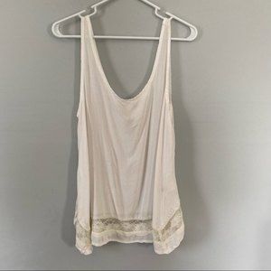 Mudd Cream lace tank top Large